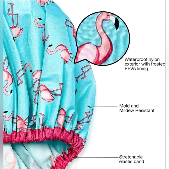 Reusable Shower Cap & Bath Cap & Lined, Oversized Waterproof Shower Caps Large - Picture 6 of 9